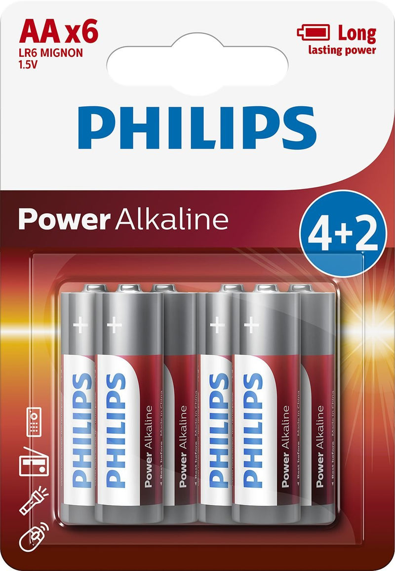 Philips Pack 6 Batteries Alcalinas Aa LR6P6BP 10 1.5V