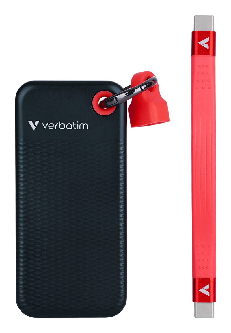 Verbatim SSD 512GB, USB 3.2, Type-c, Pocket, Black/Red