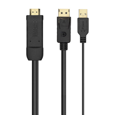 Aisens Cable Activo HDMI 2.0 + USB Alim. a DisplayPort V1.2 - HDMI/M-usb/M-dp/M - 1.80M - Black — image 1