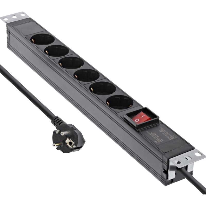 Inline Power Strip 19, Contact Protection 6 Contactos, With Switch 2M, Black