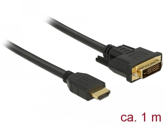 Delock 85652 Video Cable Adapter 1M HDMI Type a (standard) DVI Black