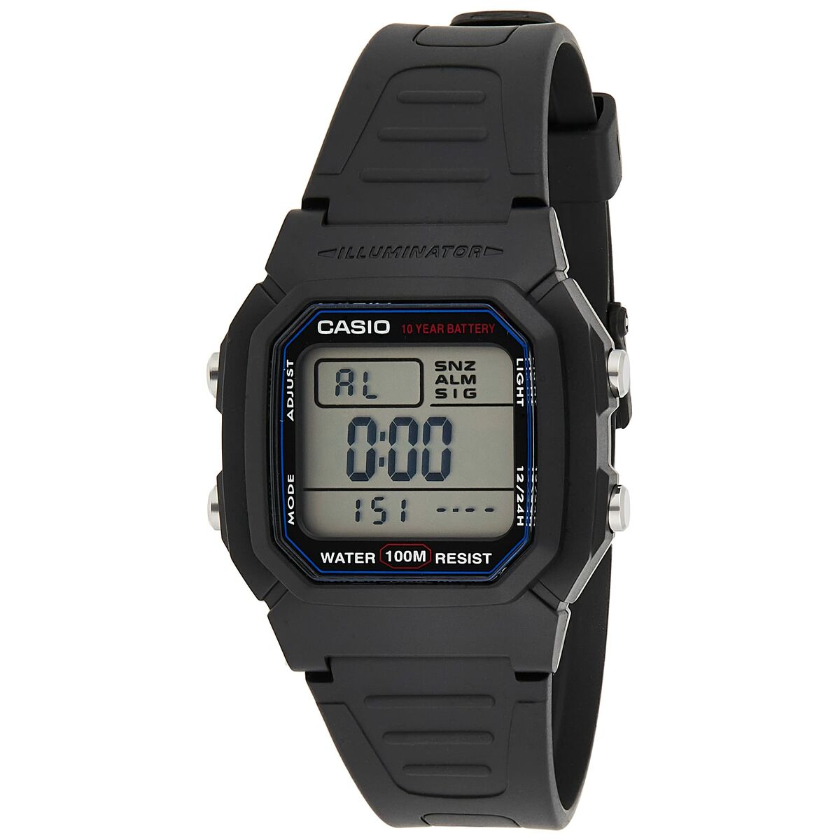 Casio Men's Watch Casio Bruni Basics-Clear W-800H-1Aves Alarm Stopwatch Alarm Clock