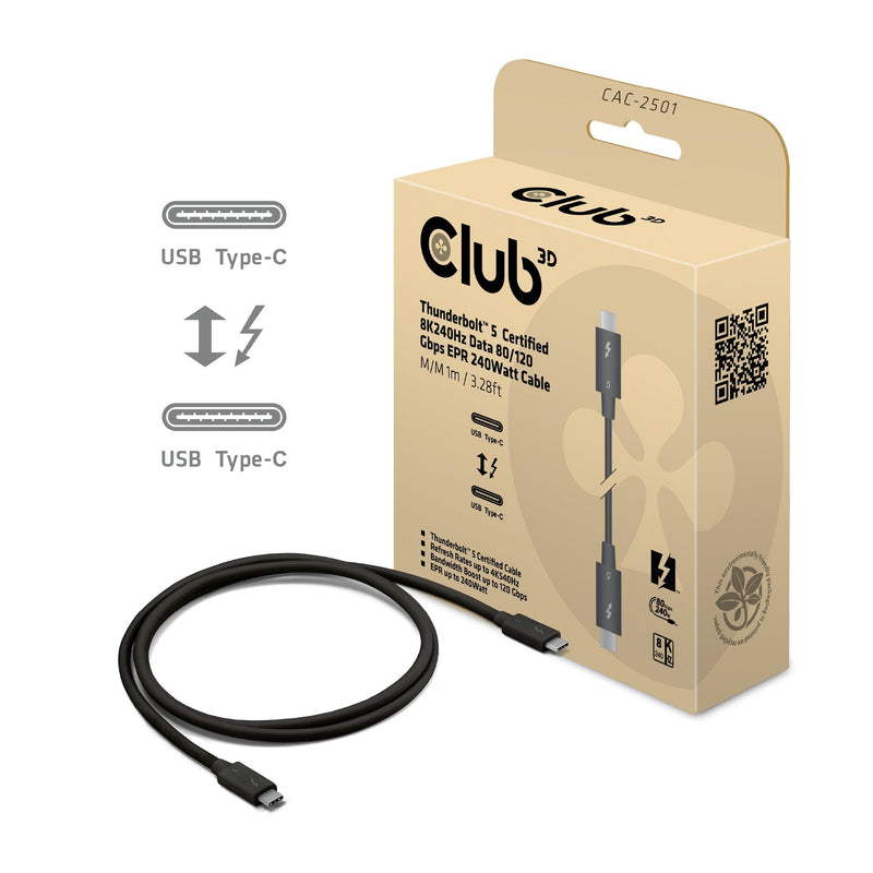 CLUB3D CAC-2501 Cable Thunderbolt 1M 120 Gbit/S Black