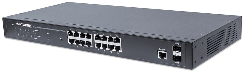 Intellinet 561198-UK Switch Gestionado L2 + Gigabit Ethernet [10/100/1000] Energía Sobre Ethernet [PoE] Black
