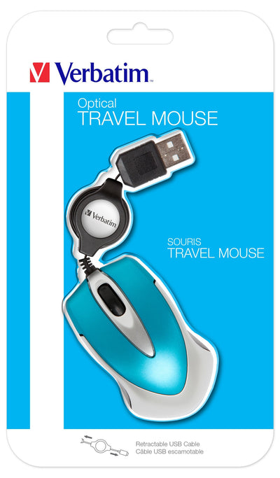 Verbatim Mouse Go Mini USB Cable Retractable 1000PPP Ultraportátil Blue Turquesa — image 1