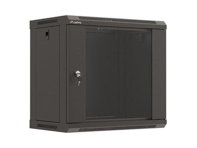 Lanberg Cabinet Mural Rack 19 9U 540X350 Flat Pack Black Door Glass — image 1