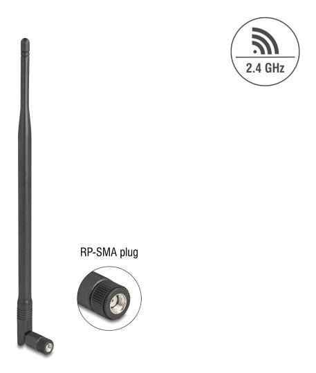 Delock Wi-Fi 2,4GHZ Antenna Rp-sma Connector Male 7 dBi Omnidirektional With Kippgelenk Black — image 1