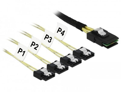 Delock Cable Mini Sas SFF-8087 4 X SATA 7 Pin 0,5M Metall — image 1