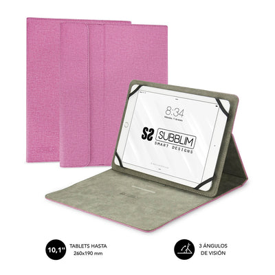 Subblim Case Universal Clever Stand Tablet Up To 10.1'/25.6CM Pink Material Outdoor Finish Cloth Indoor Aterci — image 1