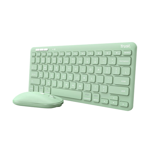 Trust Lyra Keyboard Mouse Included Office RF Wireless + Bluetooth QWERTY English Ee. Uu. Green — image 1