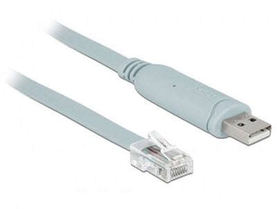 Delock Adapter USB Cable 2.0 St Seriell 1 X RS232 RJ45 St 0,5M Grey — image 1