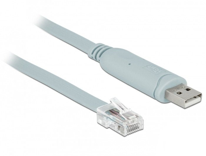 Delock Adapter USB Cable 2.0 St Seriell 1 X RS232 RJ45 St 0,5M Grey