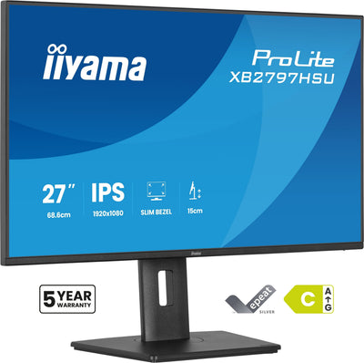 Iiyama Monitor 271920 X 1080 Pixels Full HD LED Panel IPS Adjustable Height HDMI DisplayPort USB — image 1
