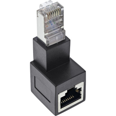 Inline Adapter Network Cable CAT.6A, Plug/Socket RJ45, Acodado 90° Hacia Abajo — image 1