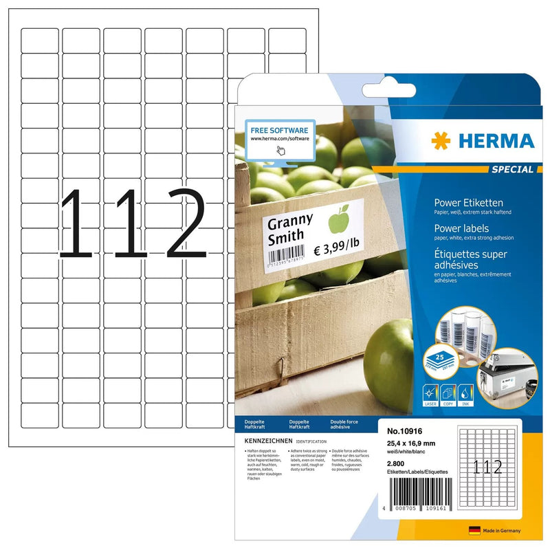 Herma Labels A4 White 25,4X16,9MM Extremadamente Adhesivas 2800 Units
