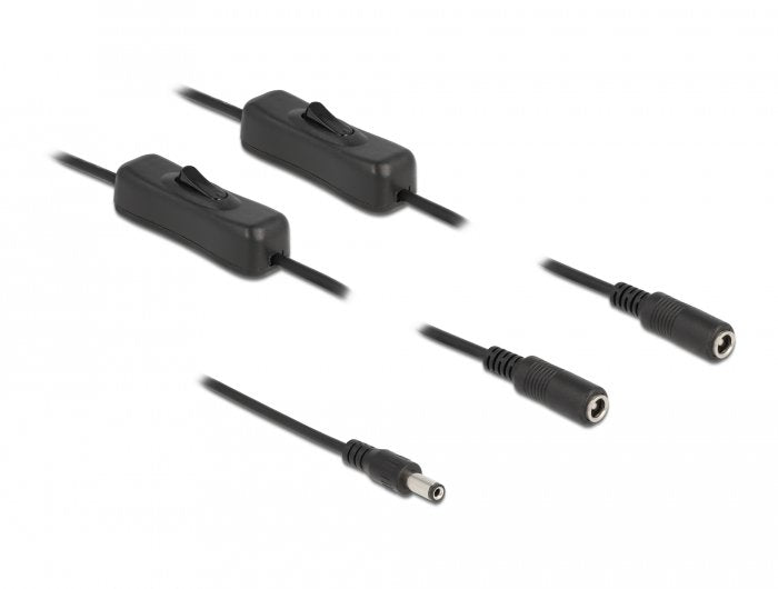 Delock Cable DC 5,5 X 2,1MM Connector Male a 2 X DC Connector Female With Switch 1M