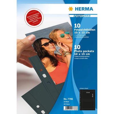 Herma Fotophan 10X15 Horizontal 10 Sheets Black 7786 Cases Archivar — image 1