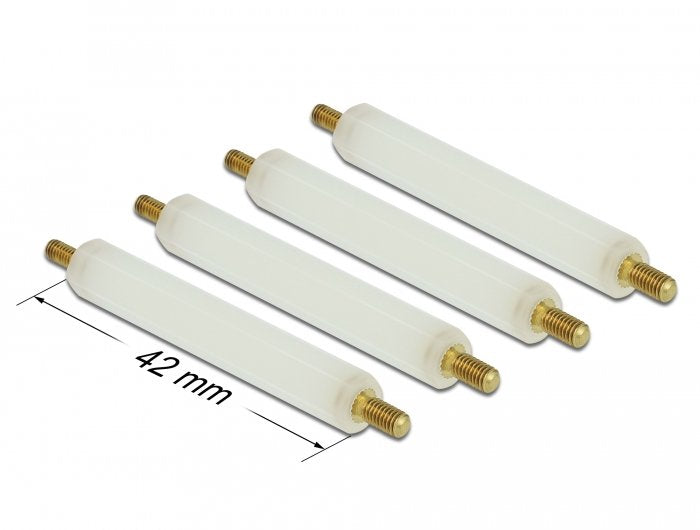 Delock Abstandshalter M2.5 X M3, Sechskant, Aussen / Aussen, 42MM Natur 4 Pieces