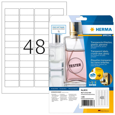 Herma Label . Transparenteee A4 45,7X21,2MM Lámina Glossy 1200 Pieces — image 1