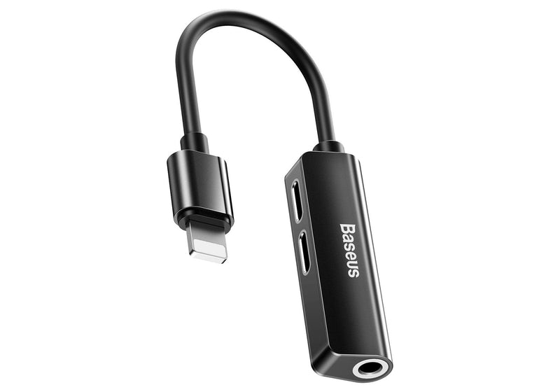 Baseus L52 Adapter Lightning a Mini Jack 3.5MM + 2X Lightning (black)
