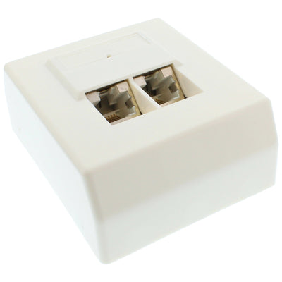 Inline CAT.5E Box 2x RJ45 Assembly Surface White RAL9010 — image 1