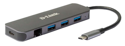 Hub USB C D-link a 3 USB 3.0 + 1 USB-C (data Sync + Power Delivery 60W) + 1 RJ45 Giga — image 1