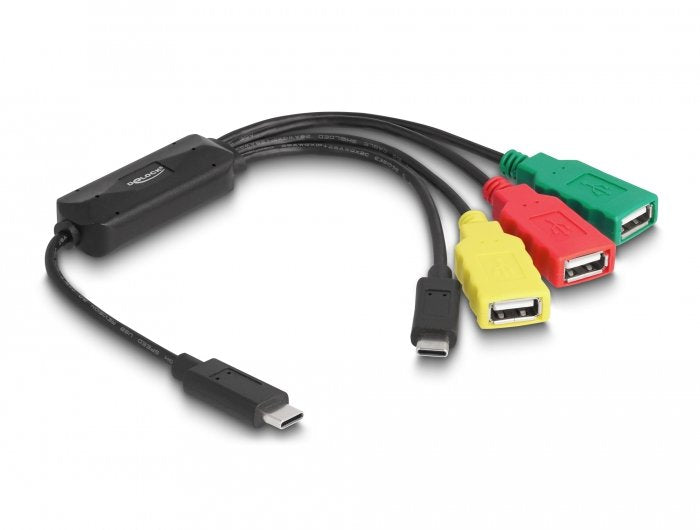 Delock 4 Port USB 2.0 Cable-hub With USB Type-c a 3 X USB-A Connector Female + 1 X USB-C Connector Male