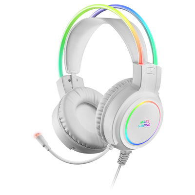 Mars Gaming Headphones Gaming With Microphone Mhrgb Jack 3.5 White — image 1