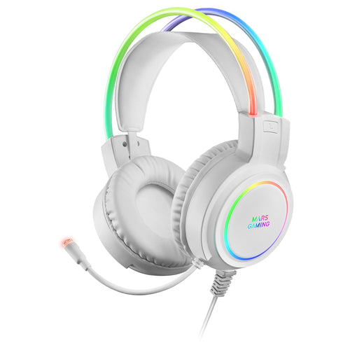 Mars Gaming Headphones Gaming With Microphone Mhrgb Jack 3.5 White — image 1