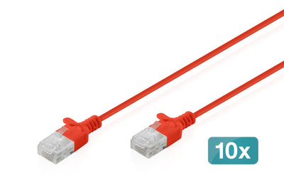 CAT.6 U-UTP Slim Network Cable, 2M, Red 10 Pcs — image 1