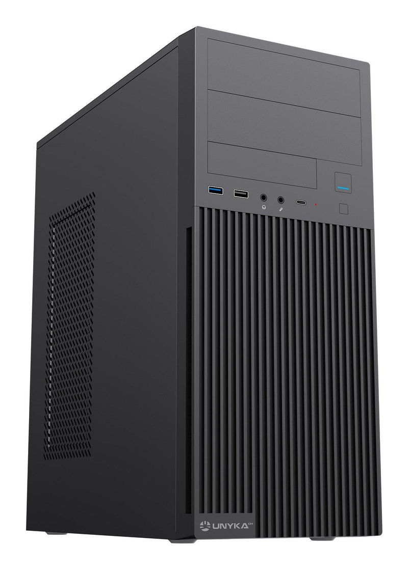 Unykach PC Case ATX Aero C360 CPU Max. 145MM GPU Max. 310MM f.a 500W Glass Tempered Black