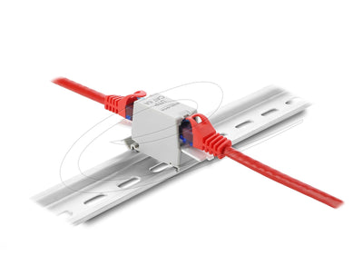 RJ45 Kupplung CAT.6A Dual Buchse Zu Buchse For Hutschienen Mounting Grey — image 1
