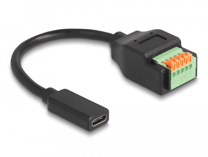 Delock USB 2.0 USB Cable Type-c™ Connector Female a Terminalblock Adapter With Pulsador 15CM