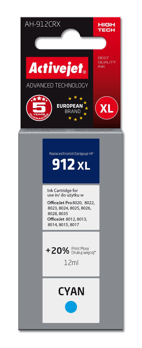 Activejet Ink Ah-912CRX Printers HP, Spare Part HP 912XL 3YL81AE Premium 990 Páginas Blue — image 1