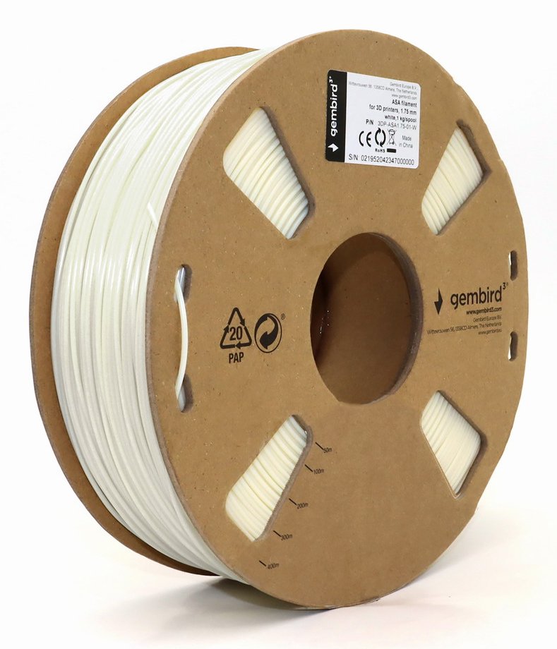 Gembird Handle Filament White 1.75MM 1KG