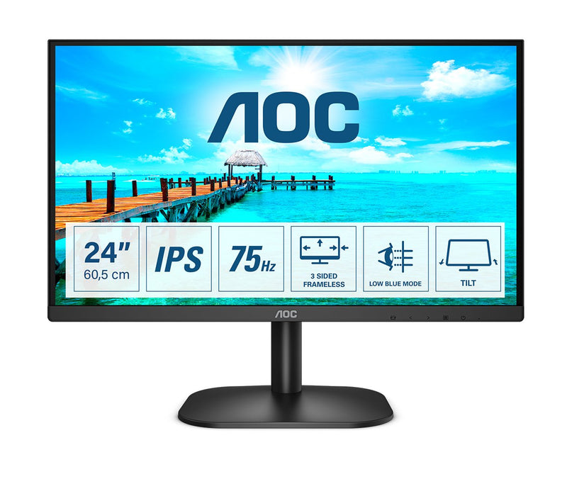 AOC Monitor 23.8 24B2XD IPS VGA, DVI Full HD 16:9 4MS 1000:1 Black