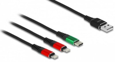 Delock Cable Charging USB 3 1 Tipo-a a 2 X Lightning / USB Type-c 1M — image 1
