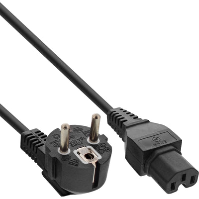 Inline Cable Power CEE7/7 Ángulo a C15 Recto Black 1M — image 1