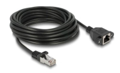 Delock Network Cable Alargador S FTP RJ45 Connector Male a RJ45 Connector Female CAT.6A Flache Version 5M Blac — image 1