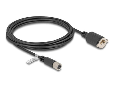 Delock M12 Cable X-kodiert 8 Pin Female a RJ45 Female CAT.6A S/FTP 3M Black — image 1