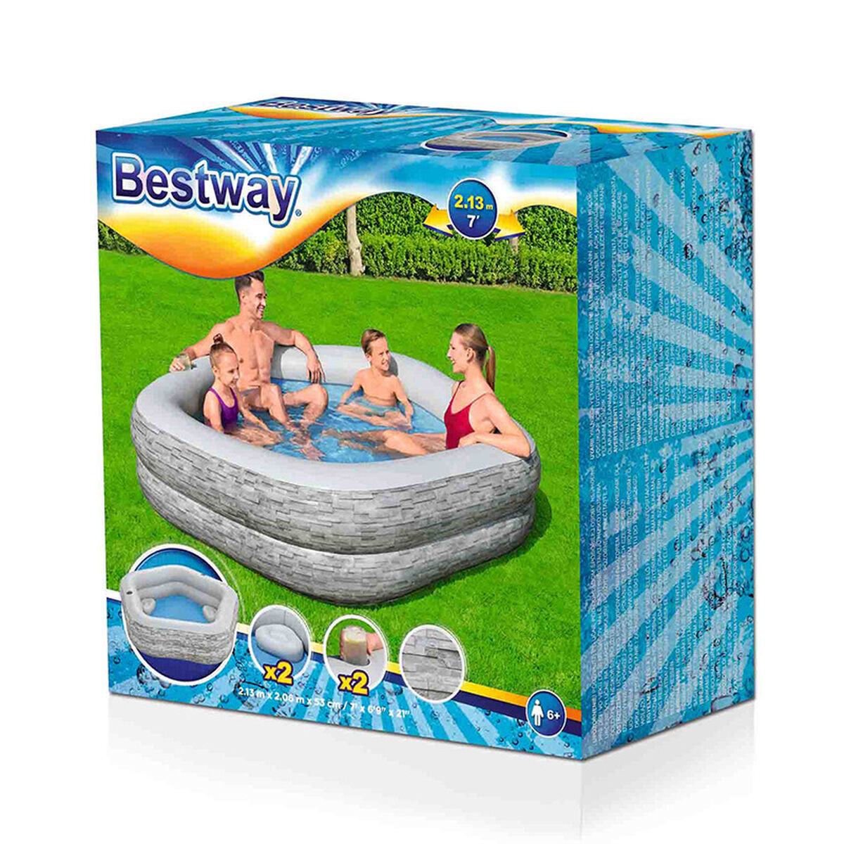 Bestway Inflatable Pool Bestway Grey 213 X 206 X 53 Cm
