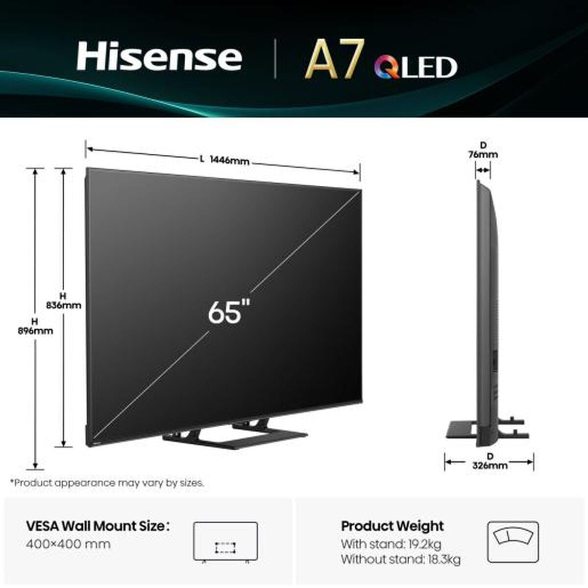 Hisense Smart Tv Hisense 65A7Q 65" 4K Ultra Hd Led Hdr D-Led Qled