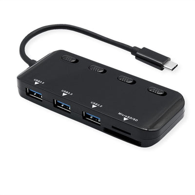 Roline Hub USB 3.2 Gen 1 3FACH, Typ C Anschlusscable, With Cardreader, Ports Einzeln Schaltbar — image 1