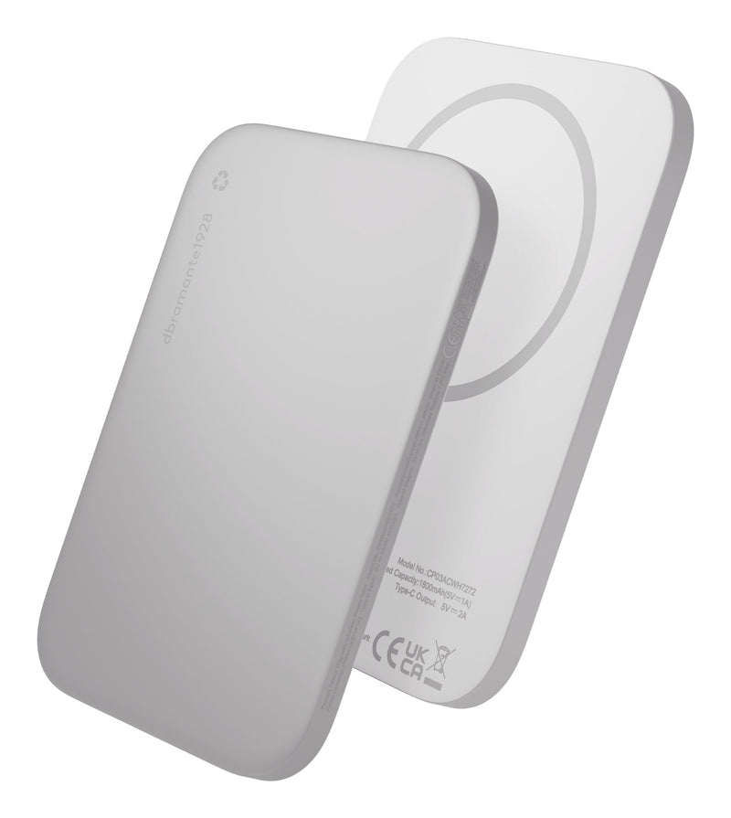 DBRAMANTE1928 Re-charge Charger Wireless Ultra Slim QI1.3 3000MAH 10 Watts (usb-c) Cable USB-C White