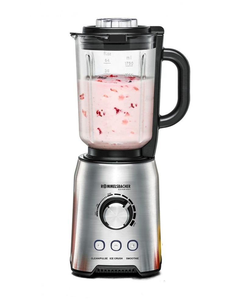 Rommelsbacher Mx 1250 Blender 1,75 L Blender Glass 1200W Acero Inoxidable, Blender Depie Acero Thin/Negro Blen