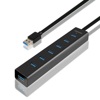 Axagon HUE-SA7BP Usb-a-hub, 7x USB 3.0, 1X Micro-usb - 400MM Cable Power Supply — image 1