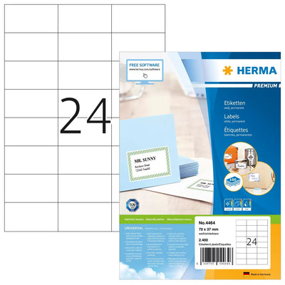 Herma Labels Premium A4 White 70X37 Mm Paper 2400 Units — image 1