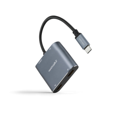 Nanocable Converter USB-C a 2x Hdmi, 1x USB 2.0 And 1x USB-C Pd - Length Cable 15CM - Grey — image 1