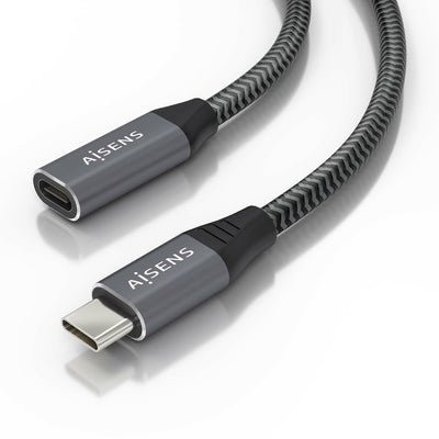 Aisens USB Cable 3.2 GEN2X2 Aluminium 20Gbps 8K@30HZ 5A 100W - Type USB-C/M-usb-c/H - 0.50M - Grey — image 1