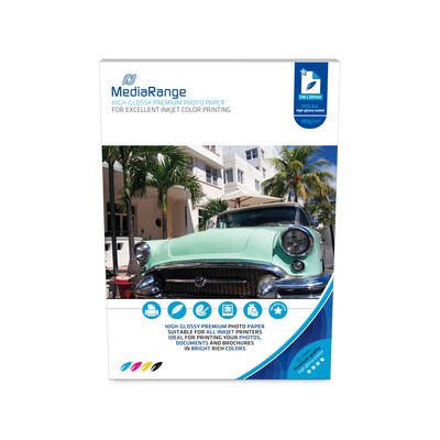 Mediarange MRINK117 Paper Fotográfico Tall Brillo A4 180GR White 50 Hojas — image 1
